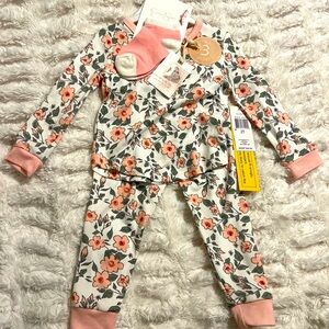 NWT Jessica Simpson Floral Kids Pajama Set with Pink and White